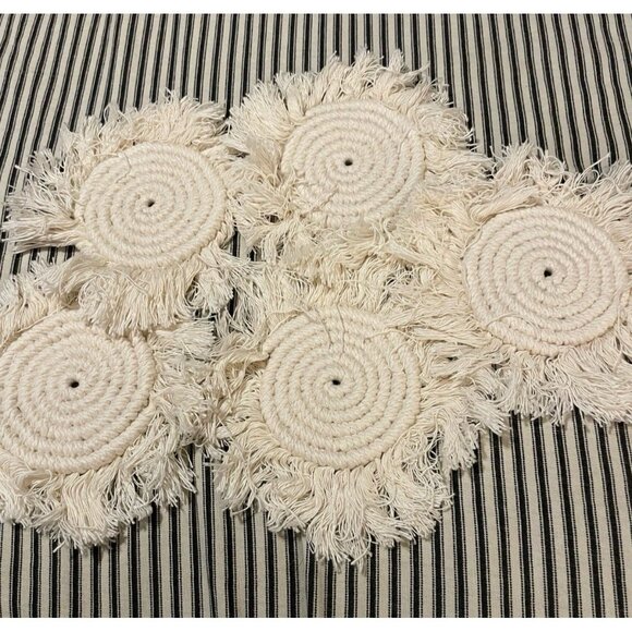 Macrame 5 piece‎ Coaster Set - Picture 2 of 5